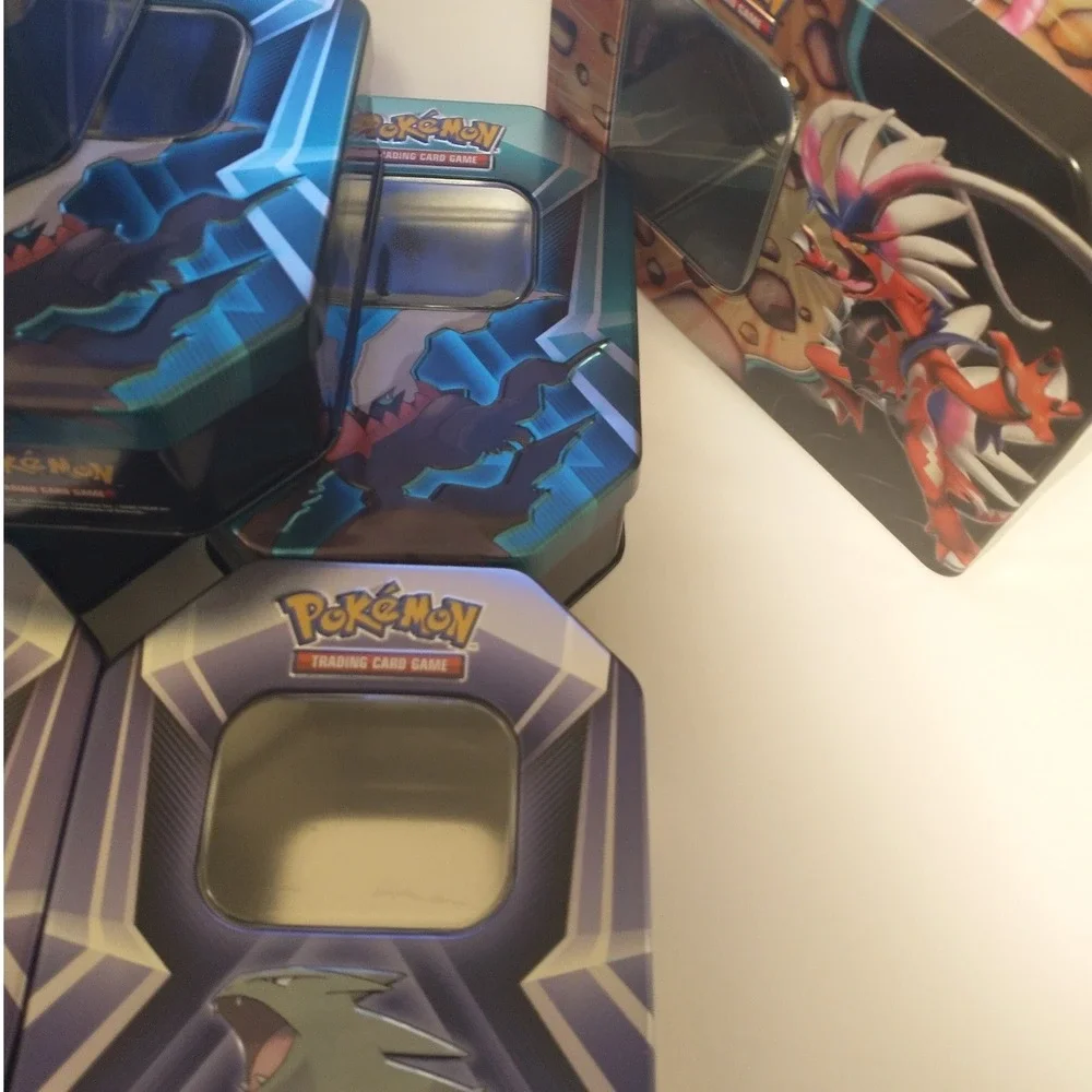 Pokemon TCG Empty Poke Tins Lot of 11 Various Sizes Storage Containers